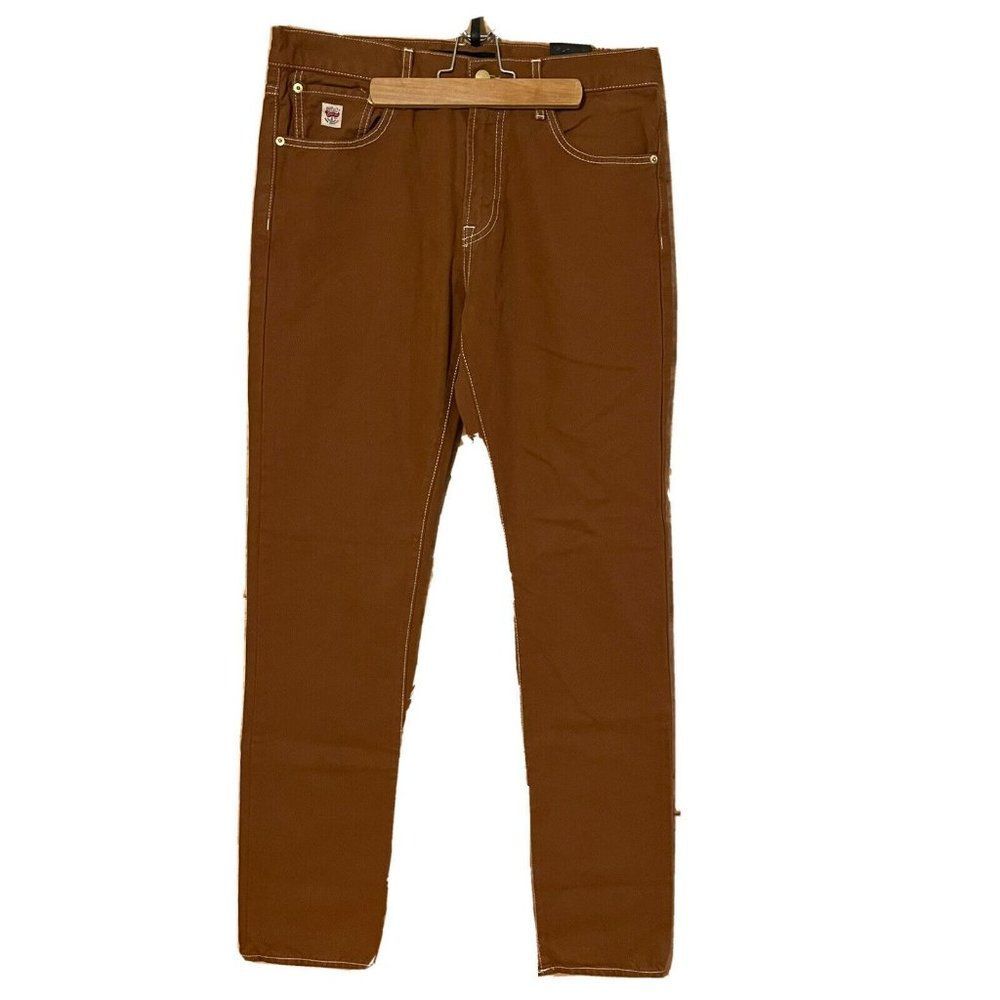 NWT ZARA Mens 31x33 Straight Leg Jeans Brick Brown Zipper